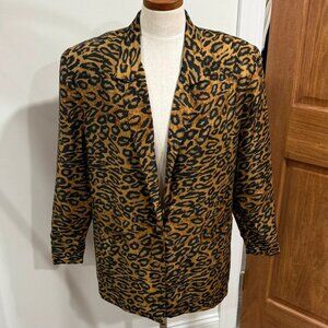 Vintage Women’s 100% Silk Leopard Print 1 Button Blazer, Size 8